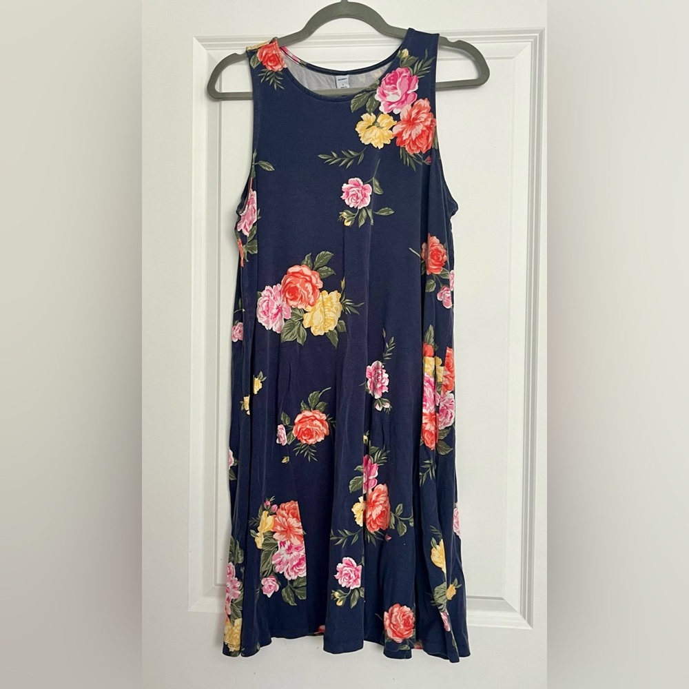 EUC Old Navy Blue Floral Dress (L)